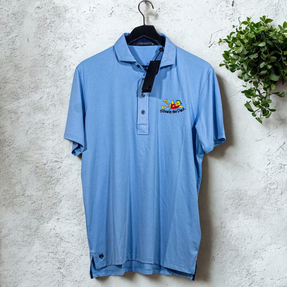 Greyson Stew Leonard's Stewie The Duck Golf Polo Men's M Blue NWT Rare